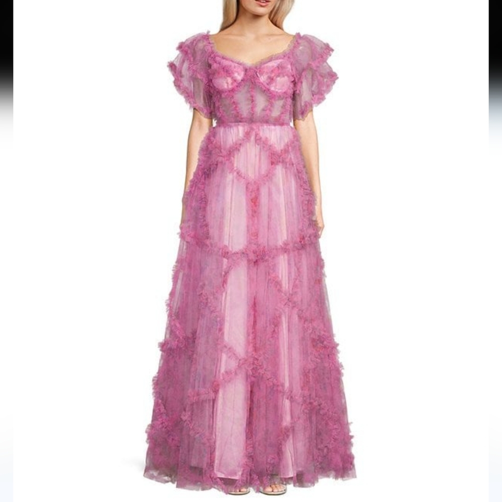 COYA PINK FLORAL PRINT GOWN SIZE SMALL